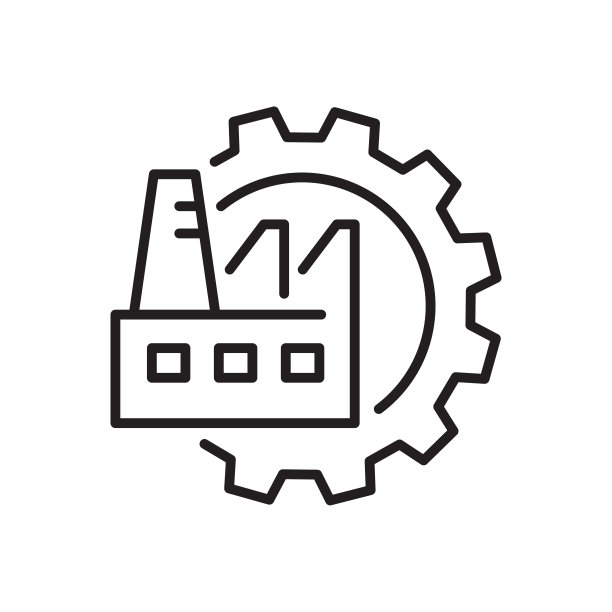 工厂图标与齿轮。矢量插图。可编辑的中风。图片下载