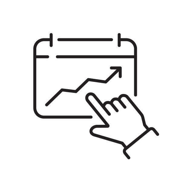 手图标显示增长结果，成功。矢量插图。可编辑的中风。图片下载
