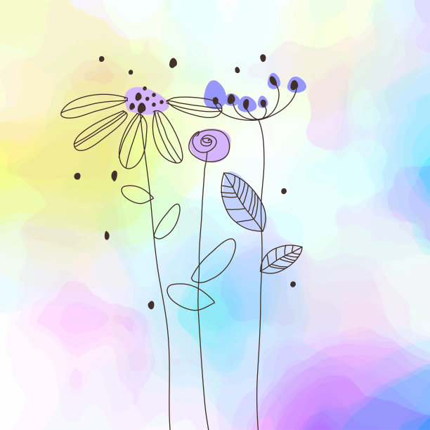 花朵，彩色背景模板与复制空间，浅色图片下载