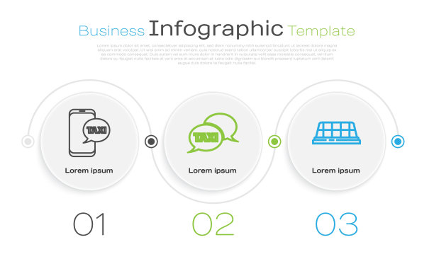设专线的士电话服务、的士电话服务及的士车顶服务。业务信息图表模板。向量图片下载