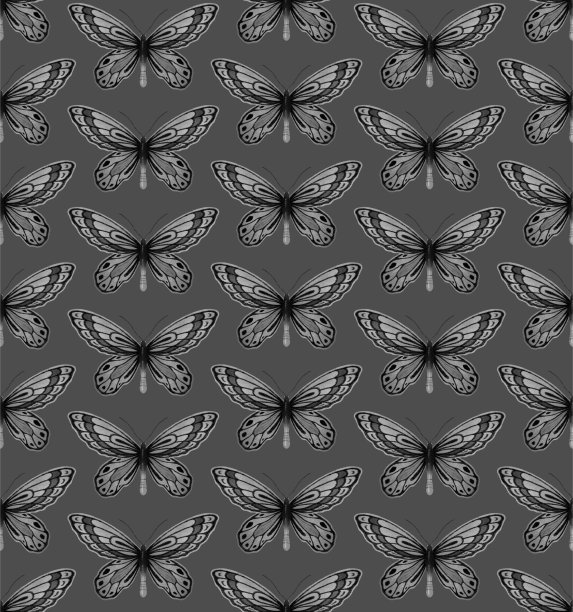 灰色无缝图案与数字水彩蝴蝶图片下载