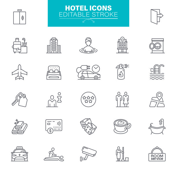 酒店图标可编辑的笔触图片下载
