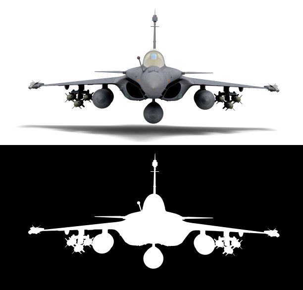 攻击战斗机正面视图3d渲染白色与alpha图片下载