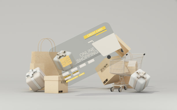信用卡或现金卡在网上购物的概念和未来刷卡消费的世界。不用现金，从家里以3D卡通效果图的形式购物图片下载