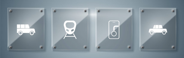 集汽车、城市地图导航、高速列车等为一体。方形玻璃板。向量图片下载