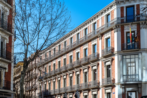 马德里Serrano街的豪华老住宅楼图片下载