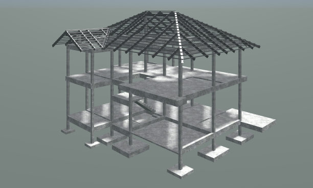 建筑结构的三维插图图片下载