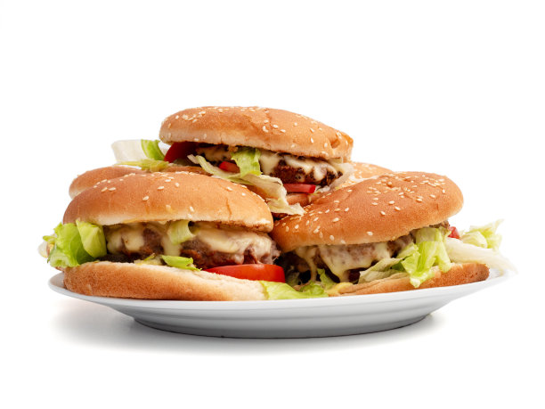 自制的白底汉堡。图片下载