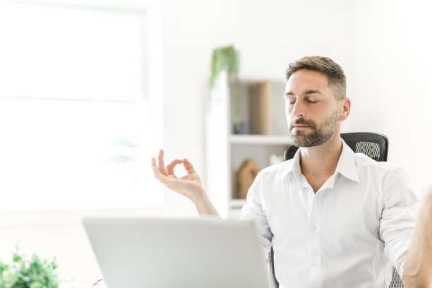 成熟的商人在办公室使用笔记本电脑。图片下载