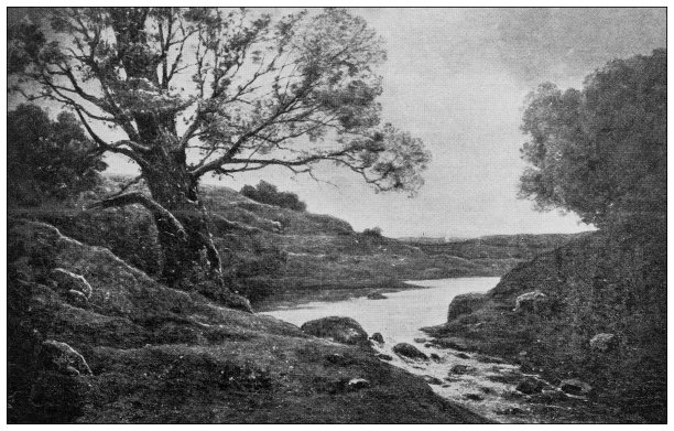 古画:Harpignies的《罗纳河岸》图片下载