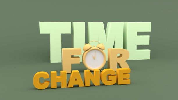 美容心理学的概念。抽象几何形状。闹钟的时间改变短语。三维渲染图片下载