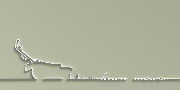 细线式割草机。修剪，修剪和割草电动或汽油割草机工作工具花园。割草机铭文。连续的线。3 d渲染。图片下载