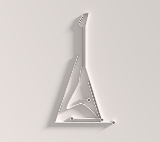 吉他符号与框架在细线风格。设计元素。三维渲染图片下载