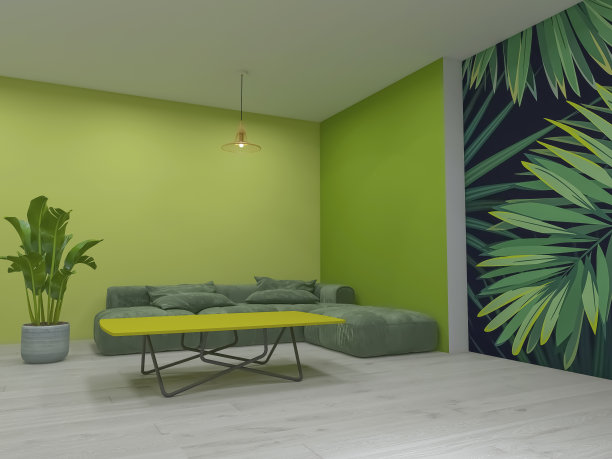 客厅室内3d渲染，3d插图图片下载