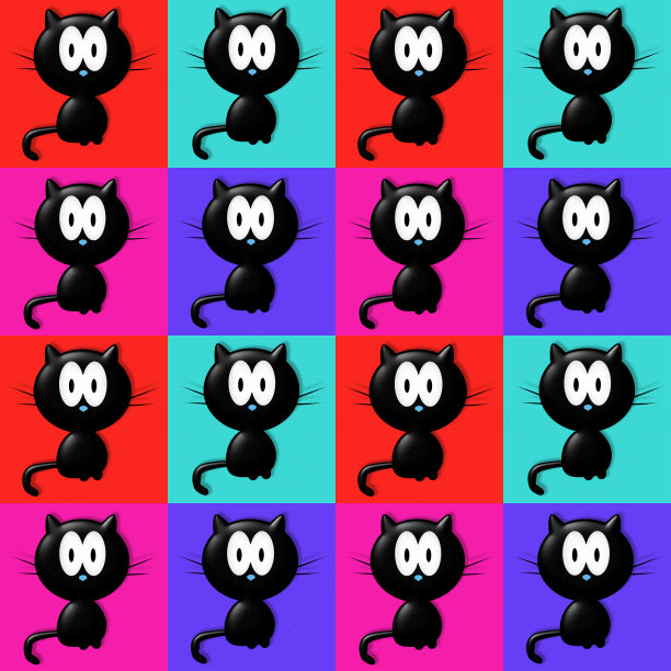 抽象可爱猫咪包装纸设计图片下载