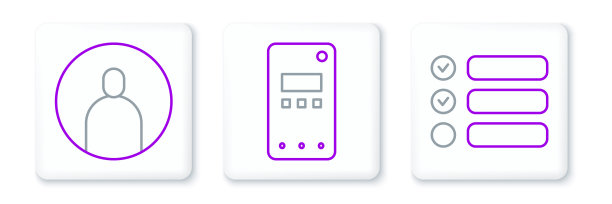 设置线路任务列表、创建帐号界面和手机图标。向量图片下载