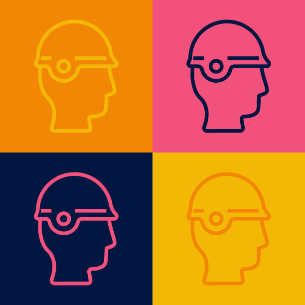 流行艺术线棒球头盔图标孤立的颜色背景。向量图片下载