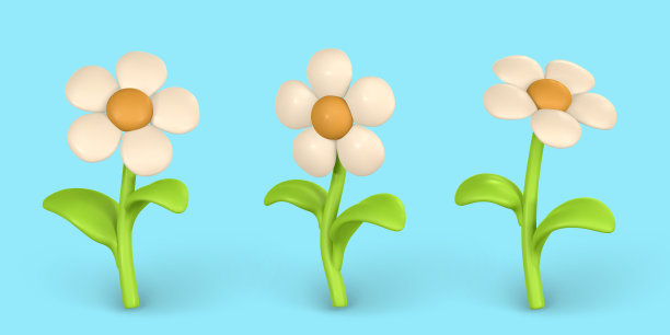 3d可爱的彩色雏菊花洋甘菊图片下载