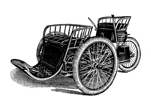 古董插图:交通工具的发明，汽车及其零部件图片下载