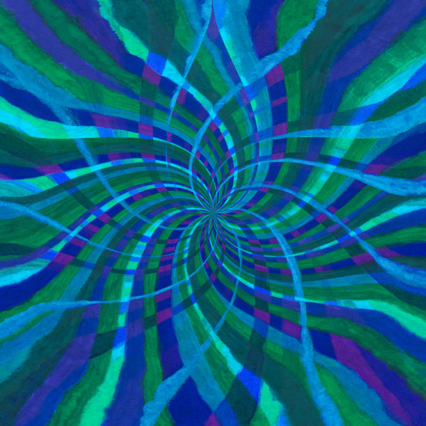 对称的蓝色、绿色和紫色花图片下载