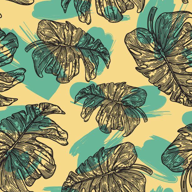 80年代90年代热带怪物植物模式图片下载