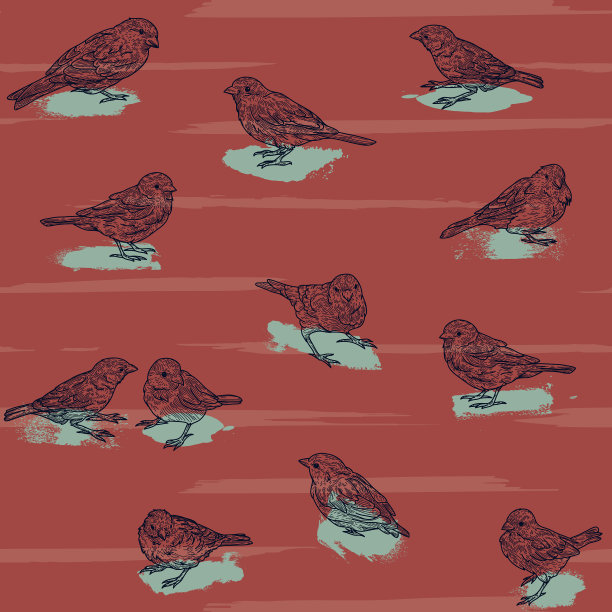 无缝散麻雀鸟图案图片下载