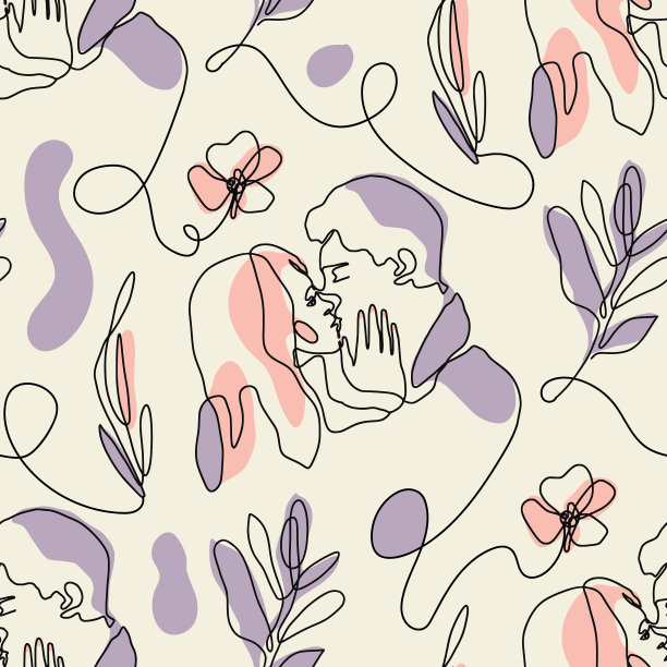 情侣爱吻无缝模式与女人图片下载