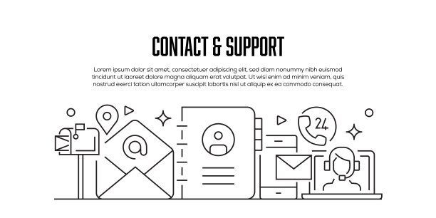 联系和支持相关的现代线条风格横幅设计图片下载