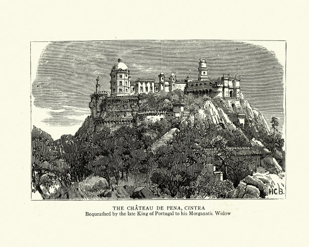 佩纳城堡，辛特拉，葡萄牙，19世纪图片下载