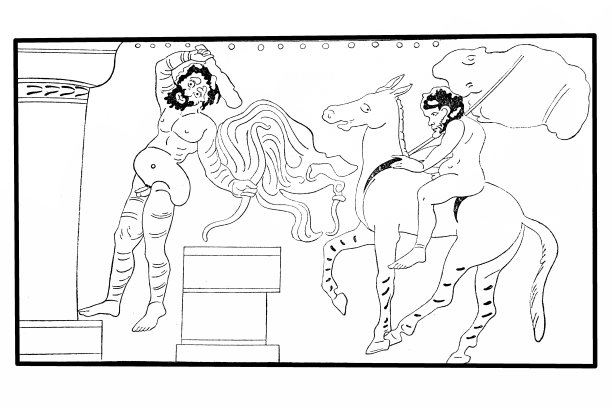 阿里斯托芬的《青蛙》第一场戏的仿古画。图片下载