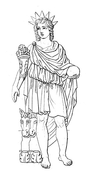 古董雕刻插画，文明:希腊和罗马神与神话，阿波罗图片下载