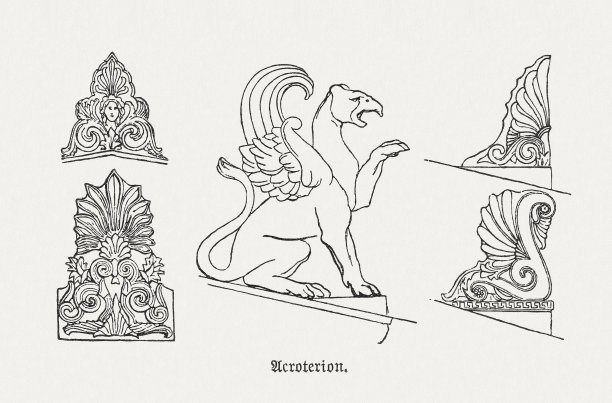 Acroterion，建筑装饰，木刻，出版于1893年图片下载