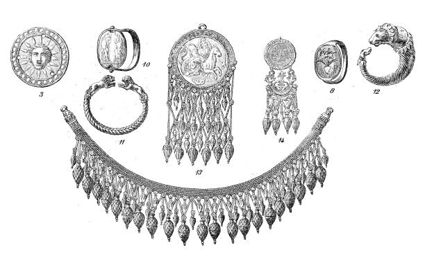 古董雕刻插画，文明:希腊珠宝图片下载