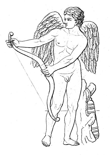 古董雕刻插画，文明:希腊罗马诸神与神话，爱神(丘比特)图片下载