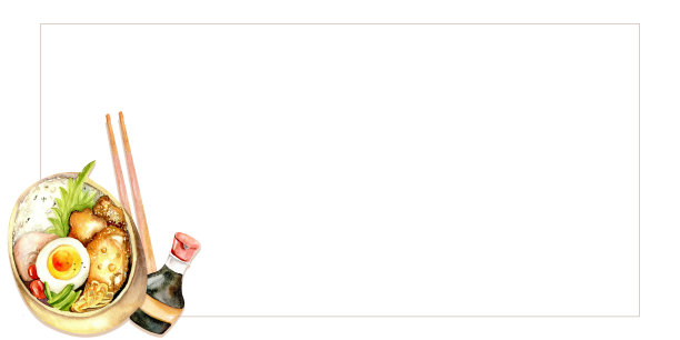 菜单设计的水彩亚洲食物框架。用筷子和酱油做的日本便当图片下载