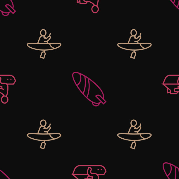 设置线水上摩托艇，皮划艇和桨和冲浪板图片下载