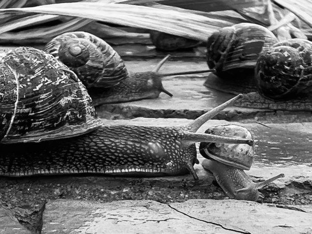 砖墙上的蜗牛图片下载