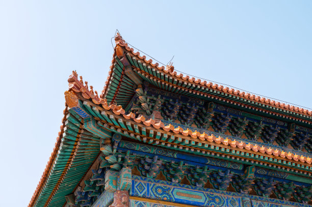 清代宫廷建筑屋檐近景图片下载