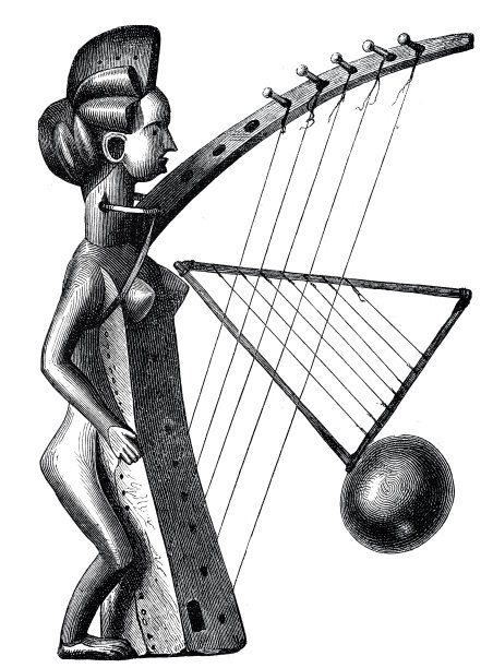 来自西非加蓬的竖琴，白色背景图片下载