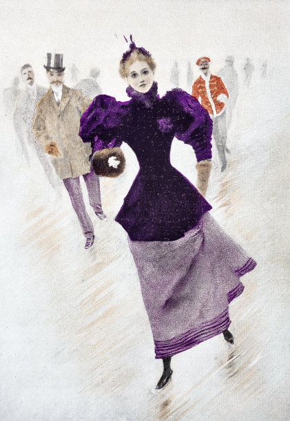 年轻漂亮的女人在全速滑冰图片下载