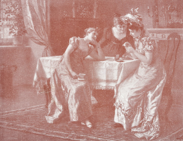 三个女人看着一幅镶在镜框里的照片，可能是心爱的人图片下载