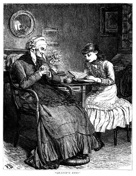 年轻的维多利亚女孩给她的祖母读书图片下载