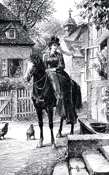 一位女士骑着马穿过一个小地方图片下载