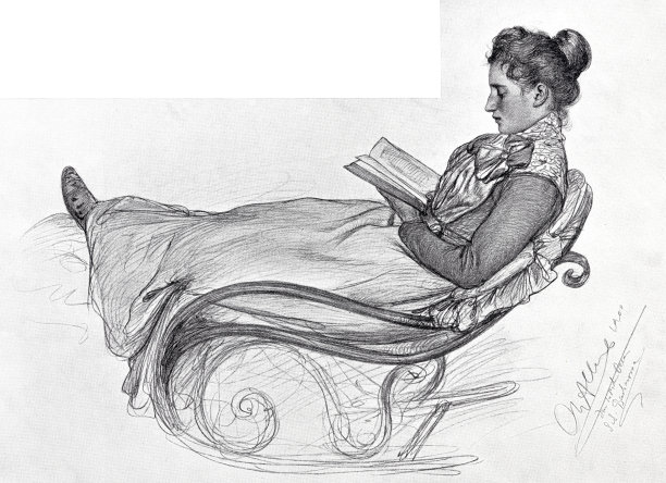 在一艘客船上，一个女人坐在摇椅上看书图片下载