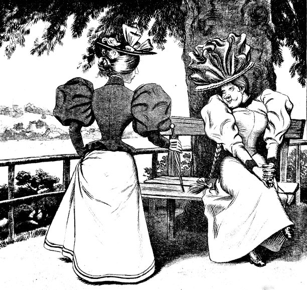 两位优雅的女士坐在长凳旁:还有空位吗?没有了，亲爱的图片下载