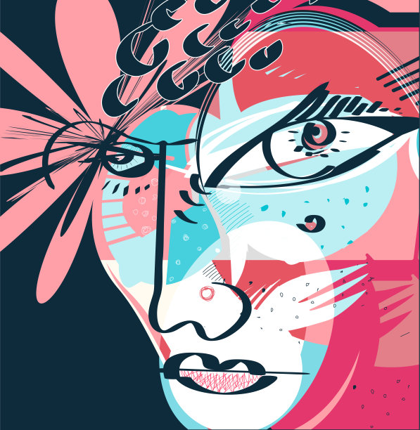 超现实手绘的人脸矢量草图图片下载