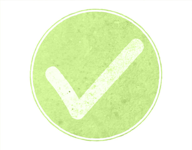 水平的软褪色的淡奶油色斑点格子或勾号标记符号或符号圈在一个有边框或框架的粉彩浅绿色圆圈内在白色矢量背景股票插图图片下载