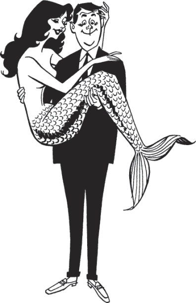 男人抱着美丽的美人鱼图片下载