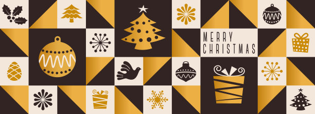 几何圣诞标题黄金和黑色- v3图片下载