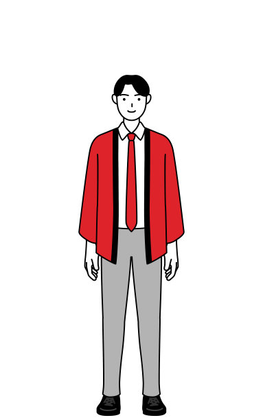 一个穿着红色快乐外套，面朝前方微笑的男人图片下载